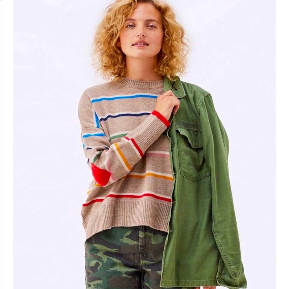 Sundry Oatmeal Rainbow Stripe Oversized Sweater - Picture 7 of 8